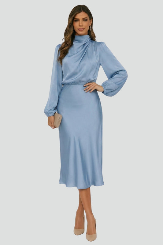 Paloma | High Neck Long Sleeve Midi Dress