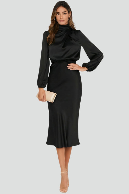 Paloma | High Neck Long Sleeve Midi Dress