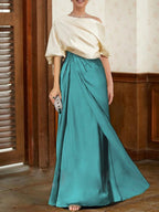 Pearl | Loose Fit One-Shoulder Pleated Asymmetric Maxi Dress