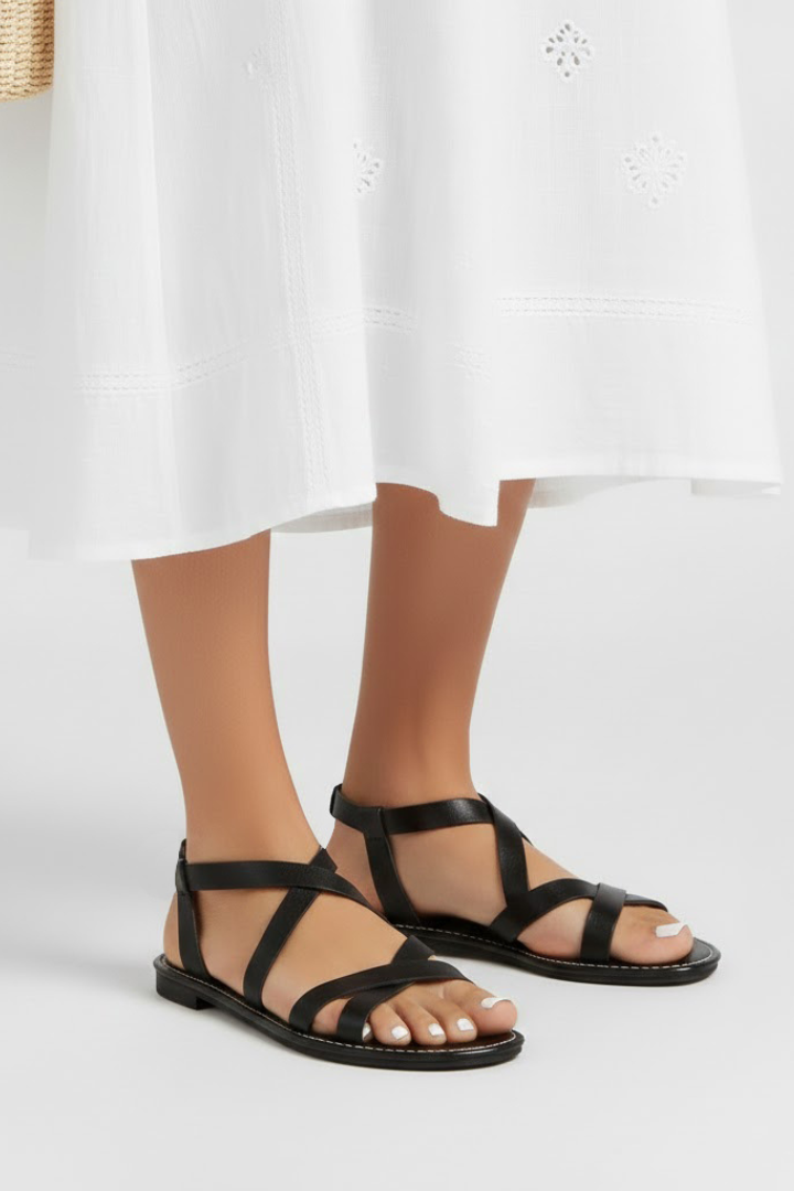 Petra | Flat Criss-Cross Strap Sandals