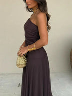 Phoebe | Off-Shoulder Chocolate Maxi Dress
