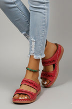 Poppy | Dual Strap Slide Sandals with Cutout Detail
