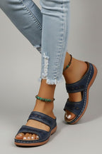 Poppy | Dual Strap Slide Sandals with Cutout Detail