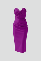 Prudence | Strapless Ruched Midi Dress