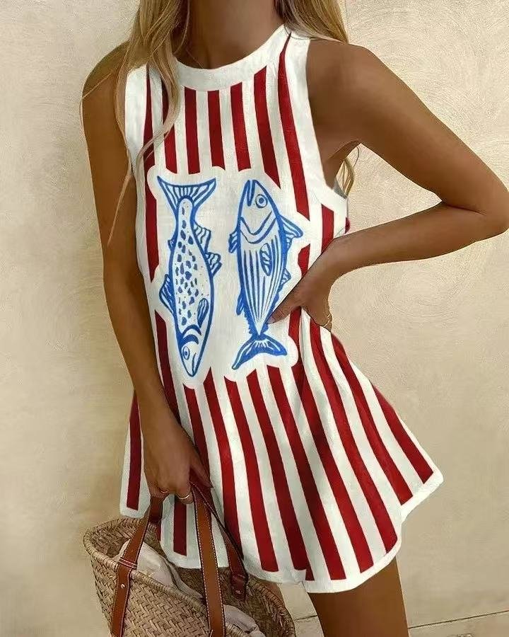 Quintessa | Sleeveless Striped Mini Tank Dress