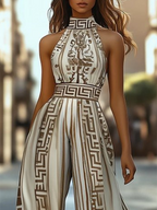 Remi | Sleeveless Halter Neck Wide Leg Jumpsuit