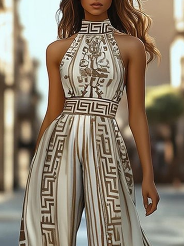 Remi | Sleeveless Halter Neck Wide Leg Jumpsuit