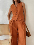 Rhea | Tailored Buttoned Waistcoat Two-Piece Set