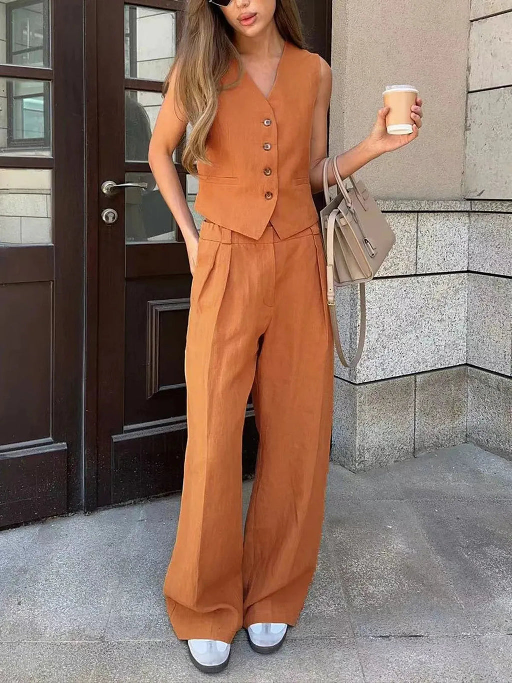 Rhea | Tailored Buttoned Waistcoat Two-Piece Set