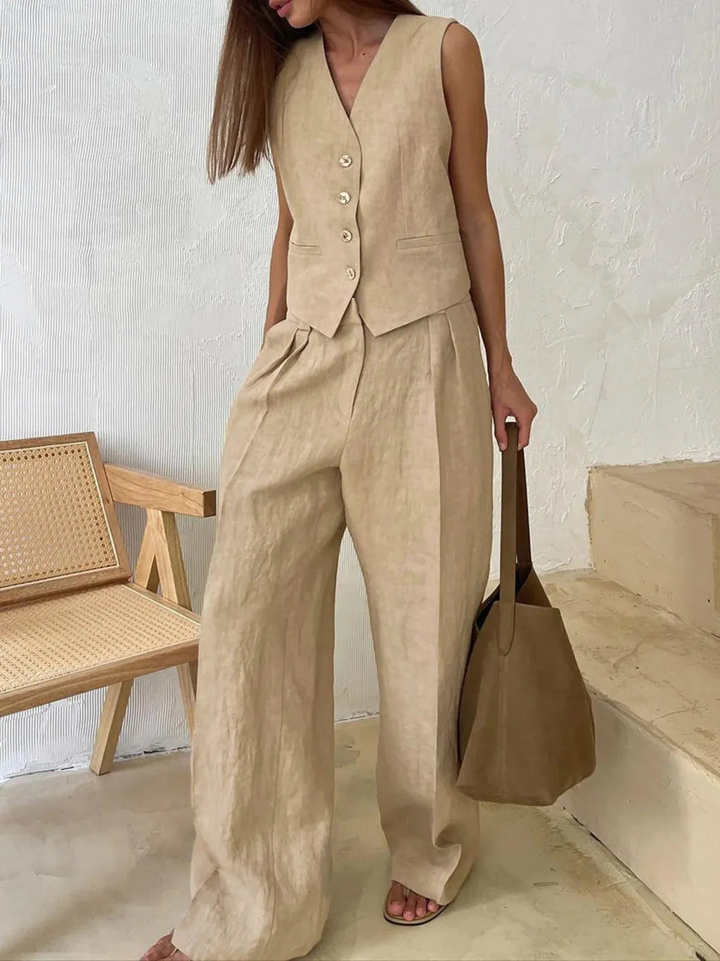 Rhea | Tailored Buttoned Waistcoat Two-Piece Set