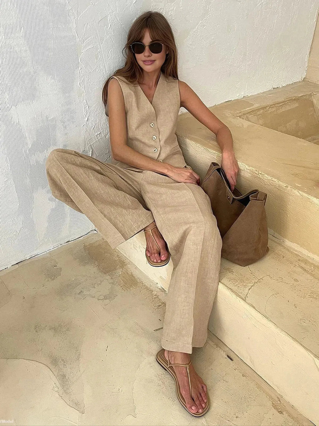 Rhea | Tailored Buttoned Waistcoat Two-Piece Set