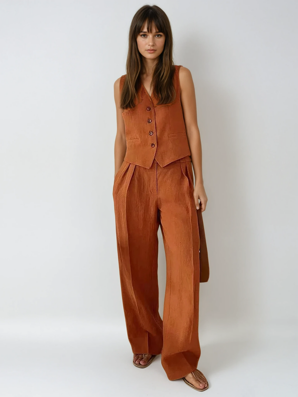Rhea | Tailored Buttoned Waistcoat Two-Piece Set