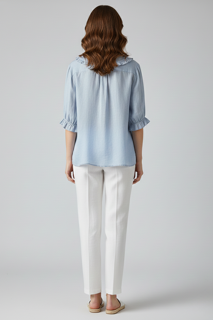 Roberta | Relaxed Fit Ruffled Collar Button Shirt