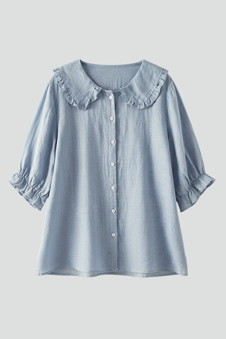 Roberta | Relaxed Fit Ruffled Collar Button Shirt