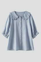 Roberta | Relaxed Fit Ruffled Collar Button Shirt