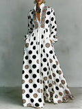 Romilly | Loose Fit High-Waisted Long Sleeve Pleated Maxi Dress