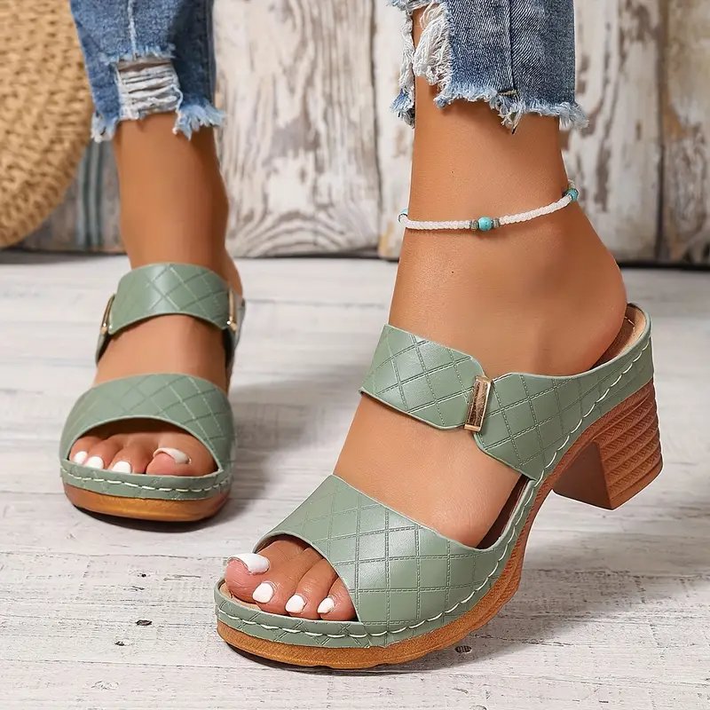 Romilly | Quilted Block Heel Platform Sandals