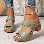 Romilly | Quilted Block Heel Platform Sandals