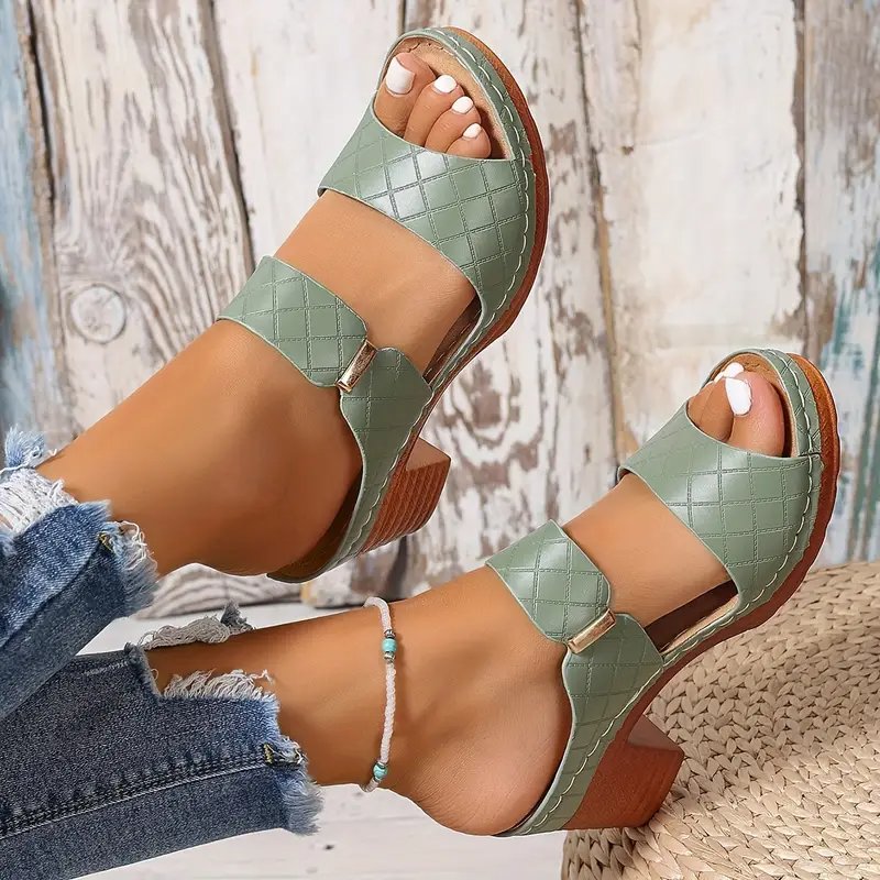 Romilly | Quilted Block Heel Platform Sandals