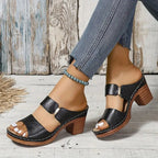 Romilly | Quilted Block Heel Platform Sandals