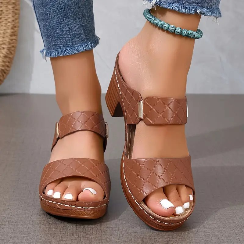 Romilly | Quilted Block Heel Platform Sandals