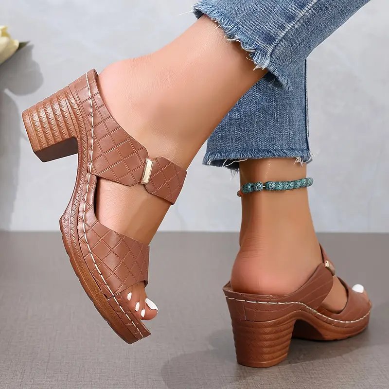 Romilly | Quilted Block Heel Platform Sandals