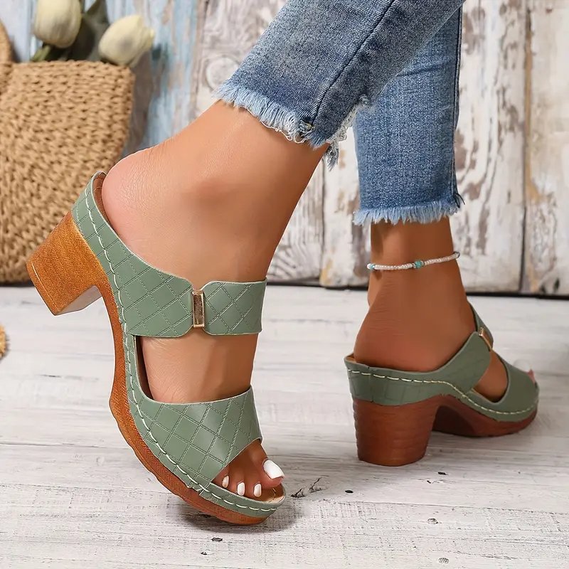 Romilly | Quilted Block Heel Platform Sandals