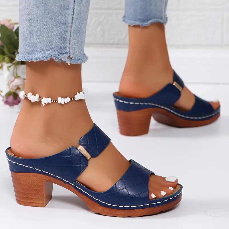 Romilly | Quilted Block Heel Platform Sandals