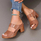 Romilly | Quilted Block Heel Platform Sandals
