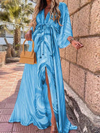 Rosamund | Flowing V-Neck Maxi Dress with Kimono Sleeves
