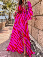 Rosamund | Flowing V-Neck Maxi Dress with Kimono Sleeves