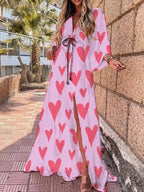Rosamund | Flowing V-Neck Maxi Dress with Kimono Sleeves