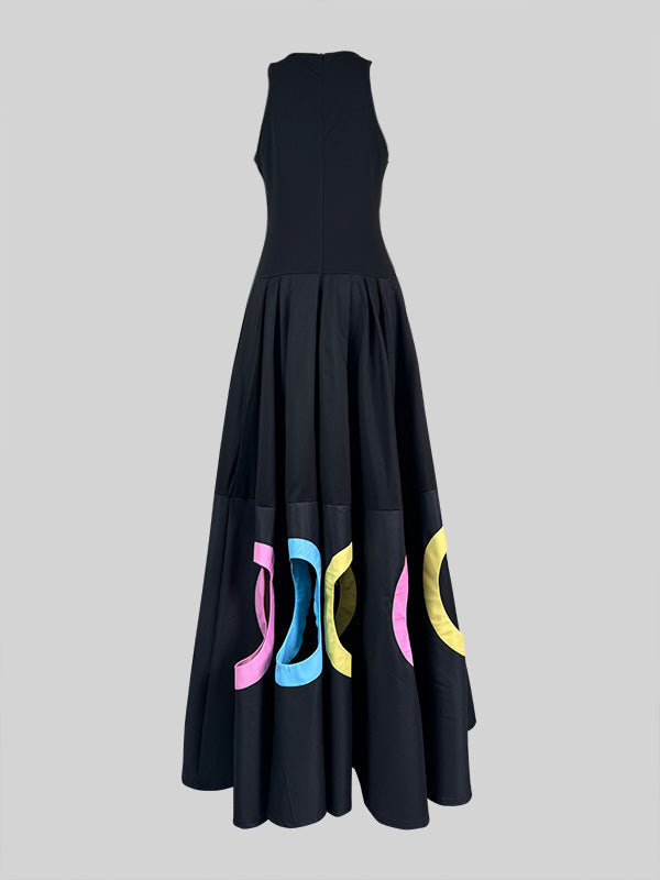 Rowena | Sleeveless Pleated Hollow Split Maxi Dress