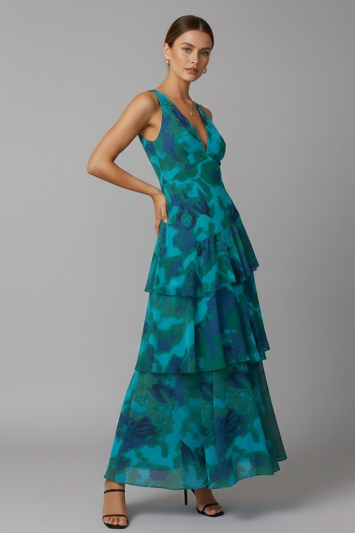 Ruth | V-Neck Tiered Maxi Dress