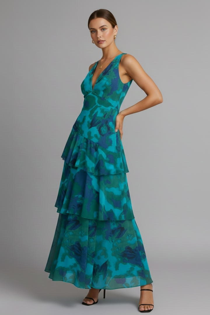 Ruth | V-Neck Tiered Maxi Dress