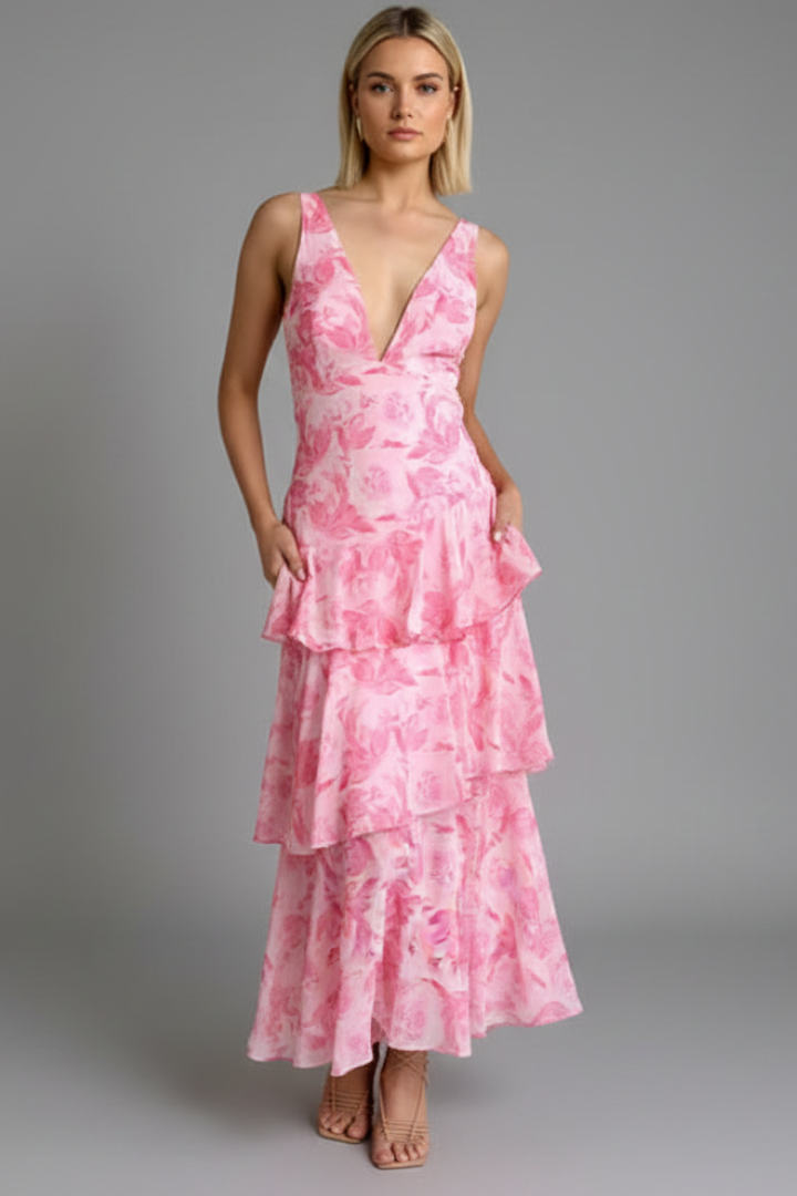 Ruth | V-Neck Tiered Maxi Dress