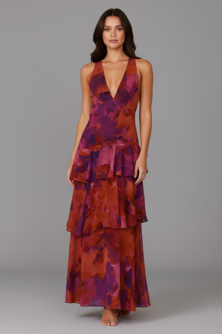 Ruth | V-Neck Tiered Maxi Dress