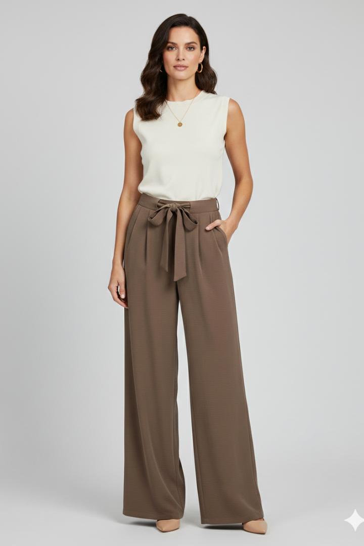 Sabine | Wide Leg Drawstring Waist Palazzo Trousers