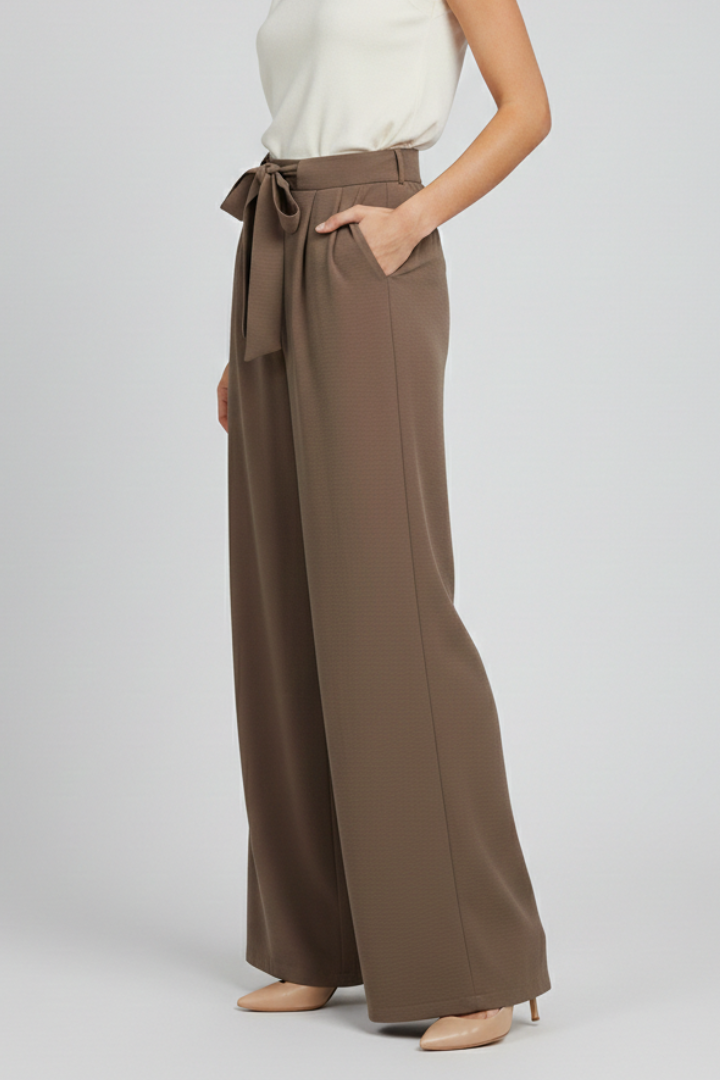 Sabine | Wide Leg Drawstring Waist Palazzo Trousers