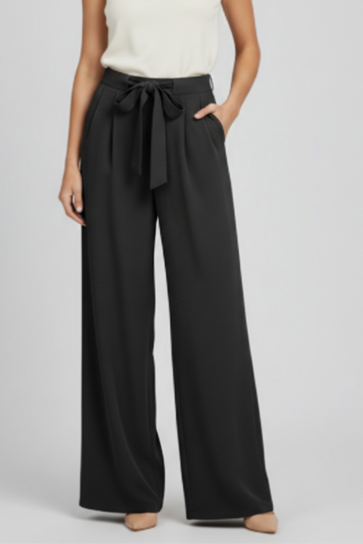 Sabine | Wide Leg Drawstring Waist Palazzo Trousers