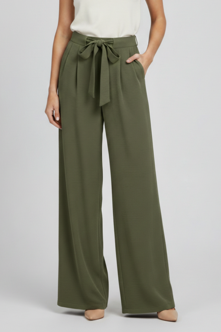 Sabine | Wide Leg Drawstring Waist Palazzo Trousers