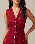 Saffron | Sleeveless V Neck Polka Dot Tie Back Sundress