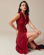 Saffron | Sleeveless V Neck Polka Dot Tie Back Sundress