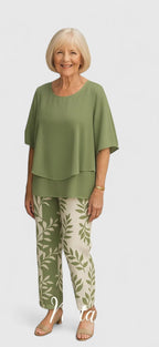 Serena | Relaxed Fit Half Sleeve Top and Printed Pants Set