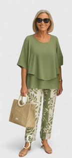 Serena | Relaxed Fit Half Sleeve Top and Printed Pants Set