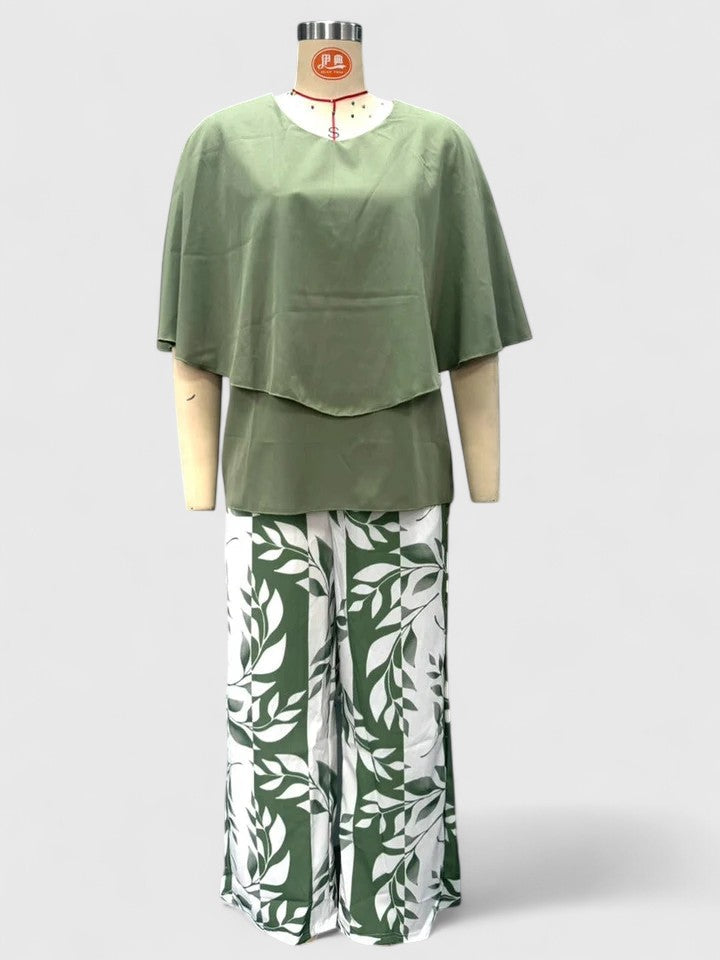 Serena | Relaxed Fit Half Sleeve Top and Printed Pants Set