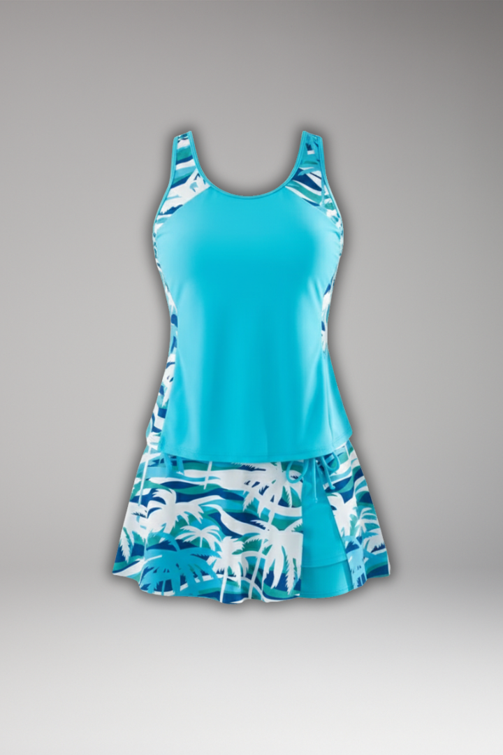 Sienna | Racerback Tankini Top with Skirt Set