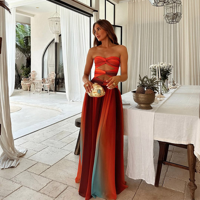 Sloane | Strapless Front Knot A-Line Maxi Dress