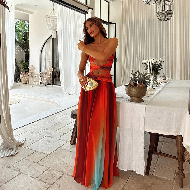 Sloane | Strapless Front Knot A-Line Maxi Dress