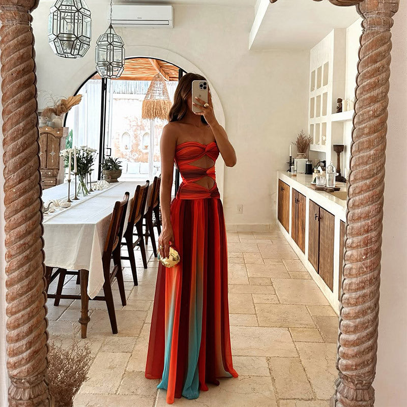 Sloane | Strapless Front Knot A-Line Maxi Dress